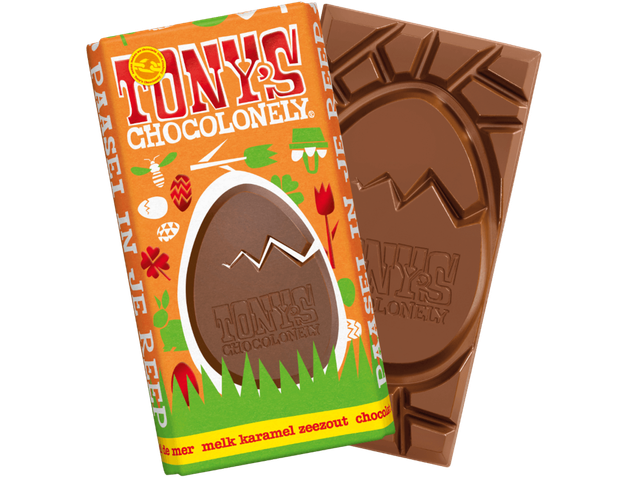 Chocolade Tony S Chocolonely Paasreep Melk Karamel Zeezout 180 Gram