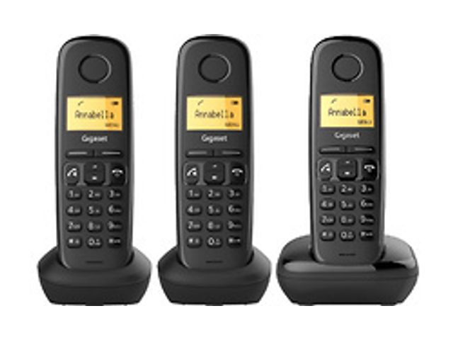 Gigaset A270 Trio DECT Draadloze Telefoon Met 2 Extra Handsets Zwart