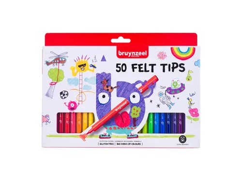 Viltstift Bruynzeel Kids assorti 50 stuks