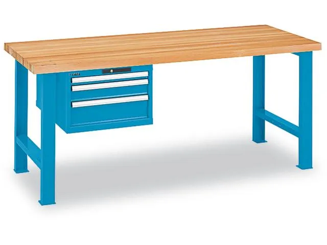 Werkbank Hxbxd 850x2000x800mm 3laden Codeslot Beuken 50mm Ral5012