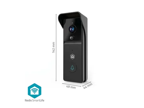 Videodeurbel Nedis Smartlife Wifi 3MP Full HD 1296p zwart