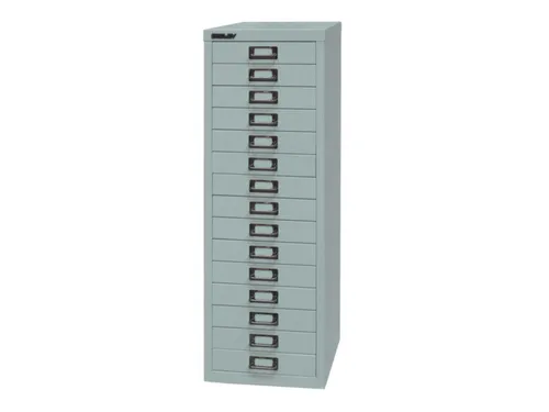 kantoor-ladekast HxBxD 857x278x380mm 15 laden romp zilverkleurig staal
