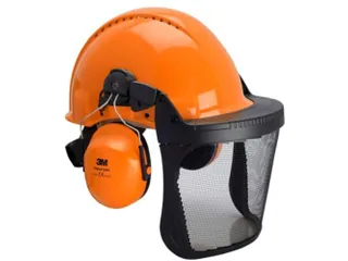3M Bosbouwcombi, G3000 oranje helm, gehoorkappen, houder en gaasscherm - 2