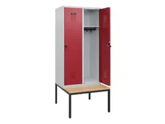 locker met bank,HxBxD 1950x800x815mm,2vak,vak B 400mm,draaigrendel
