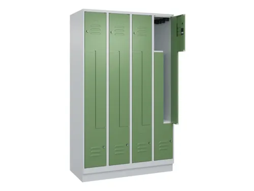 Z-garderobekast,HxBxD 1950x1200x500mm,vak B 150/300mm,cil.-slot,sokkel
