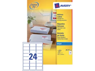 Etiket Avery J8159-100 63.5x33.9mm Inkjet Wit 2400 stuks - 2
