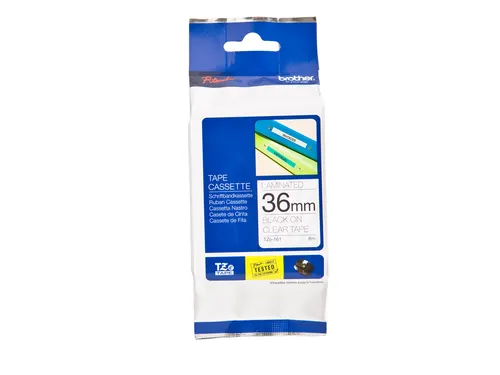 Labeltape Brother P-touch TZe-161 standaard 36mm zwart op transparant