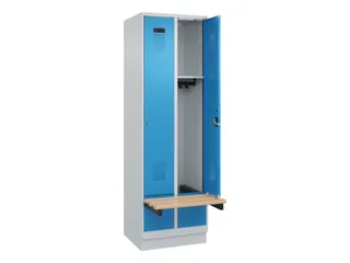 locker met bank,HxBxD 1950x600x815mm,2vak,vak B 300mm,cilinderslot - 1
