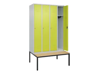 locker met bank,HxBxD 2120x1200x815mm,4vak,vak B 300mm,cil.-slot - 2