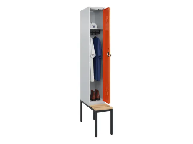 locker met bank,HxBxD 2120x300x815mm,1vak,vak B 300mm,draaigrendel