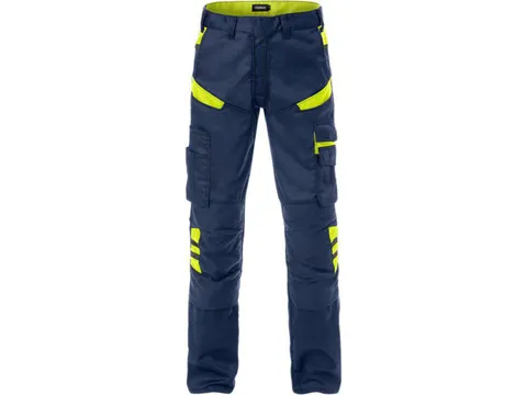 Fristads 129482 werkbroek, marineblauw/geel, maat 30, per stuk