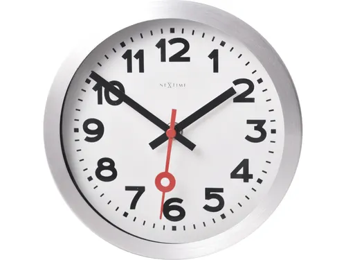 Wandklok NeXtime dia. 19cm, geborsteld aluminium, 'Station' cijfers