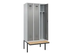 locker met bank,voor scheiding van kleding,HxBxD 2120x900x815mm,3vak