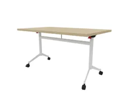 klaptafel,HxBxD 750x1400x800mm,hoekig,T-voet wit,ovale buis,blad eiken