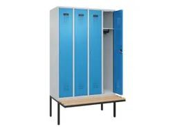locker met bank,HxBxD 2120x1200x815mm,4vak,vak B 300mm,cilinderslot
