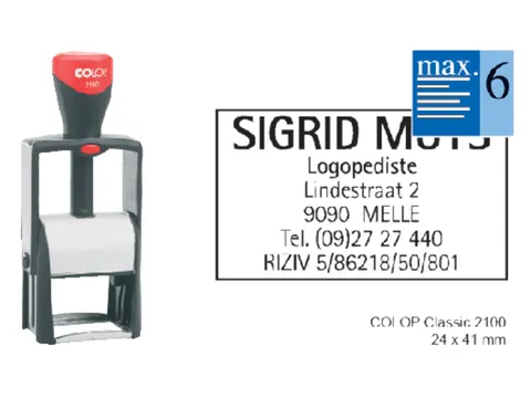 Tekststempel Colop 2100 +bon 6regels 41x24mm zwart