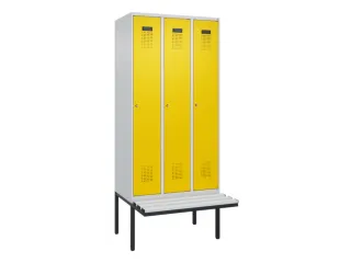 locker met bank,voor scheiding van kleding,HxBxD 2120x900x815mm,3vak - 2