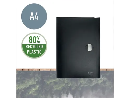 Dossiermap Leitz Recycle A4 3-kleps PP zwart