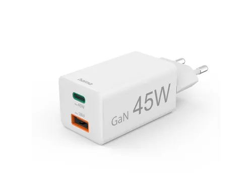 Oplader Hama USB-C/USB-A Mini PD 45W wit