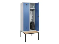 locker met bank,HxBxD 2120x800x815mm,2vak,vak B 400mm,draaigrendel