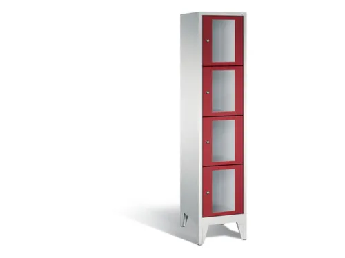 Lockerkast 1850x420x500mm 1x4 vakken Cilinderslot Poten, RAL3003