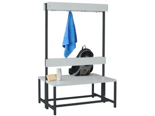 Omkleedbank 1000mm Kunststof Zitlat Kledinghaken Dubbelzijdig Ral7016 - 2