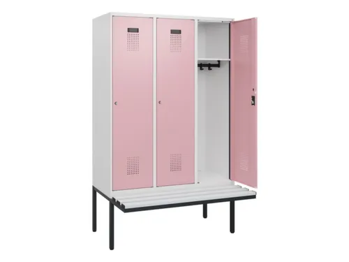 locker met bank,HxBxD 1950x1200x815mm,3vak,vak B 400mm,cilinderslot