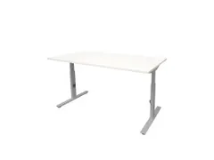 Bureau Linesto Plus Hoogte instelbaar 180x80cm Krijtwit, Alu T-poot