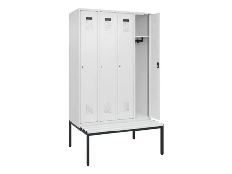 locker met bank,HxBxD 2120x1200x815mm,4vak,vak B 300mm,cilinderslot