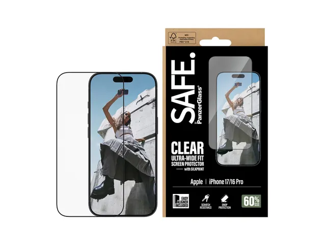 PanzerGlass SAFE. by Screen Protector w. Black Frame iPhone 17 | 16