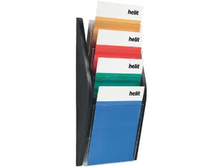 Folderhouder Helit wand 4x A4 zwart - 1