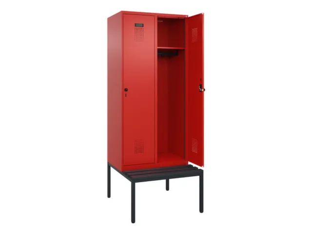 locker met bank,HxBxD 2120x800x815mm,2vak,vak B 400mm,draaigrendel