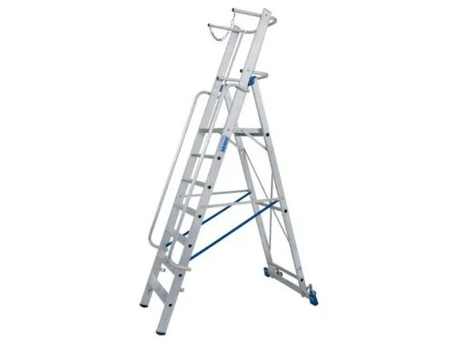 verrijdbare treden-platformladder eenzijdig 7treden stand H 1 65m