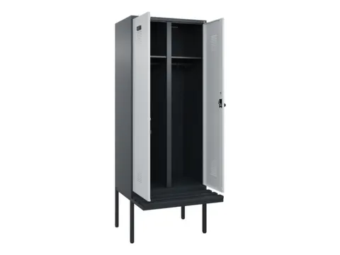 locker met bank,voor scheiding van kleding,HxBxD 2120x800x815mm,2vak