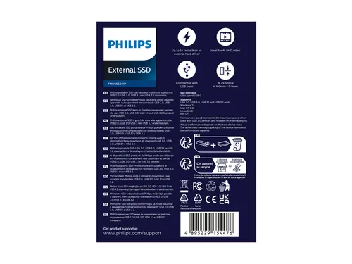 Philips External SSD 500 GB Ultra Speed Space Grey