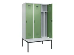 locker met bank,voor scheiding van kleding,HxBxD 2120x1200x815mm,3vak