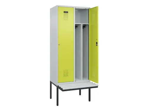 locker met bank,voor scheiding van kleding,HxBxD 2120x800x815mm,2vak