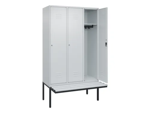 locker met bank,HxBxD 2120x1200x815mm,3vak,vak B 400mm,cil.-slot