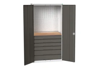 Systeemkast 2000x1050x550mm 1xlegbord 6laden RAL7035+RAL7016 - 1