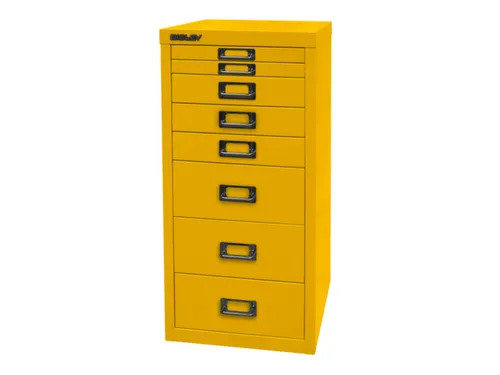 kantoor-ladekast HxBxD 590x279x380mm 8 laden romp + front geel staal