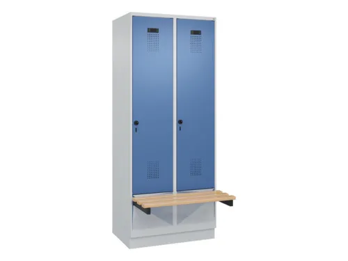 locker met bank,HxBxD 1950x800x815mm,2vak,vak B 400mm,draaigrendel