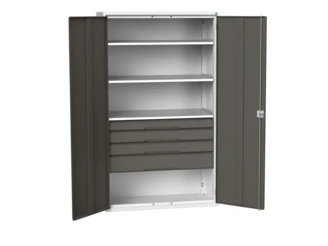 universele kast,HxBxD 2000x1300x550mm,3xStalen bodem,4lade(n)