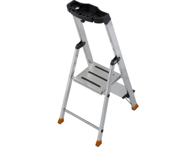 trapladder,eenzijdig,2 XXL treden,balk L 1m,aluminium