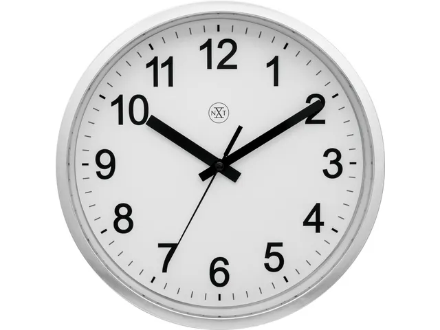 wandklok NXT diam. 25,5 kunststof zilver, witte wijzerplaat