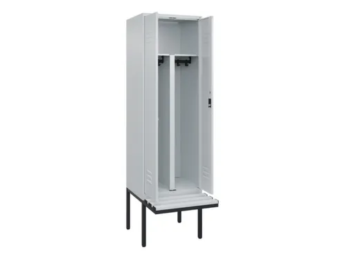PBM-locker met bank,HxBxD 2120x600x815mm,2vak,vak B 300mm,cil.-slot