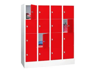 lockerkast,HxBxD 1518x1200x500mm,4x4vakken,RAL7035,front RAL3000 - 2