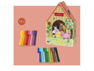 Viltstift Faber-Castell Connector boerderij 18 stuks in blik - 4