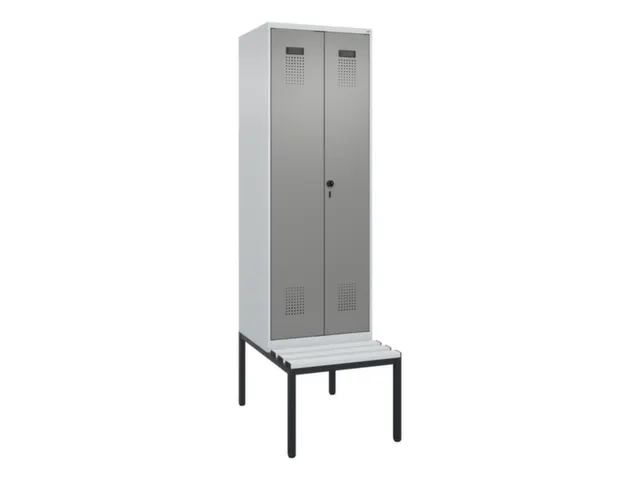 locker met bank,voor scheiding van kleding,HxBxD 2120x600x815mm,2vak
