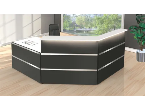 Balie Compleet 2500x2350mm Met 2 Hoeken Front Antraciet Bladen Wit