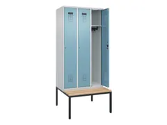 locker met bank,HxBxD 2120x900x815mm,3vak,vak B 300mm,cilinderslot